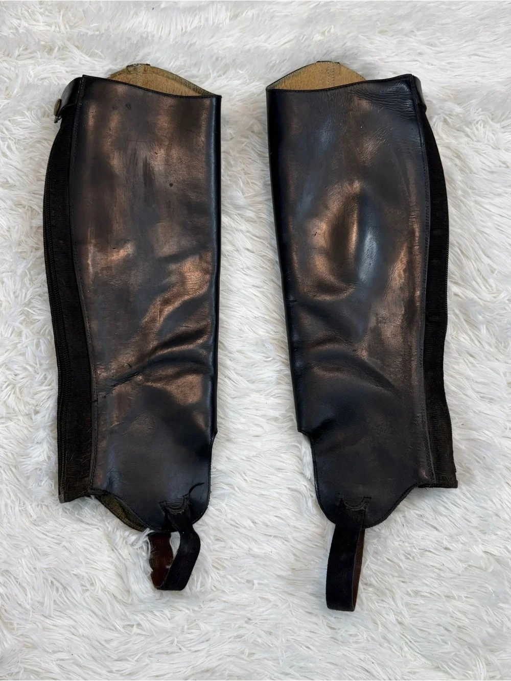 Women’s Black Leather Riding Half Chaps - Sleek Equestrian Protectors